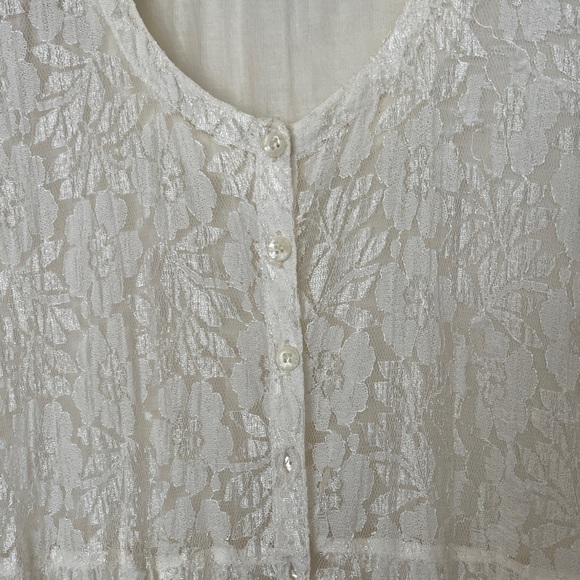 Vintage 90s Starina Shimmery Lace Button-up Dress - Picture 5 of 6